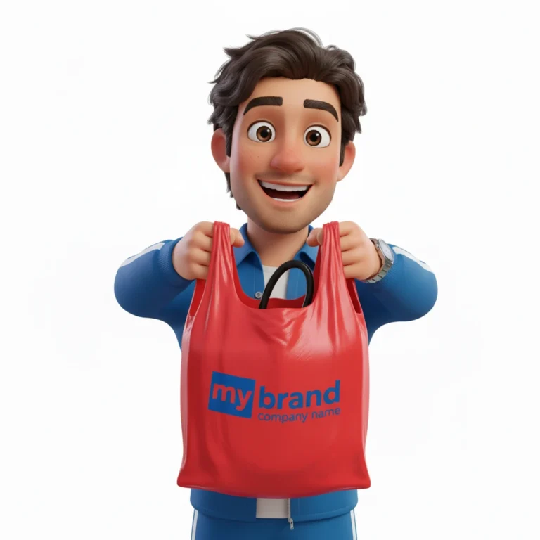 مرد خوشحال با چاپ روی نایلون